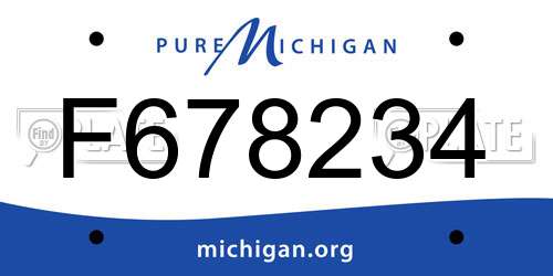 F678234 Michigan License Plate
