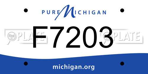 F7203 Michigan License Plate