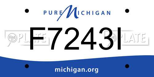F7243I Michigan License Plate