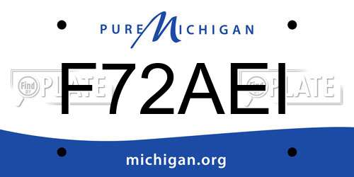 F72AEI Michigan License Plate