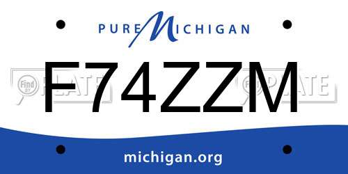 F74ZZM Michigan License Plate