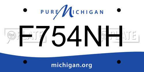 F754NH Michigan License Plate