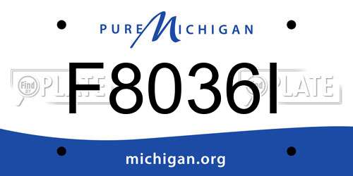 F8036I Michigan License Plate