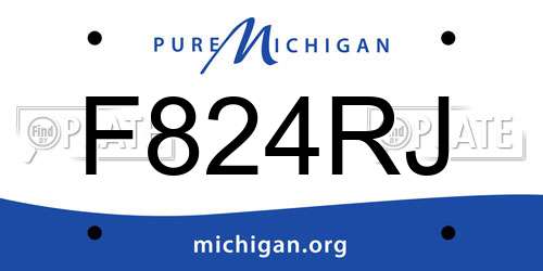 F824RJ Michigan License Plate
