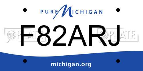 F82ARJ Michigan License Plate