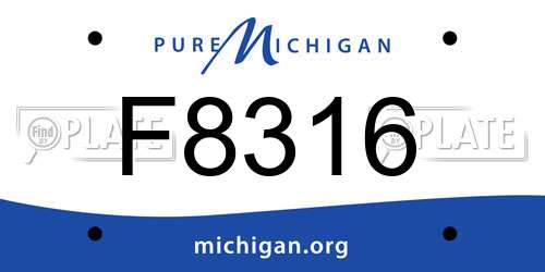 F8316 Michigan License Plate
