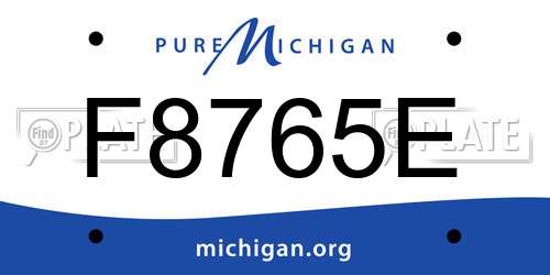 F8765E Michigan License Plate