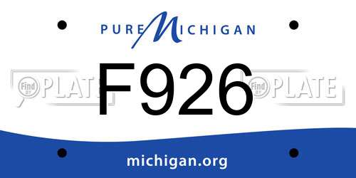 F926 Michigan License Plate