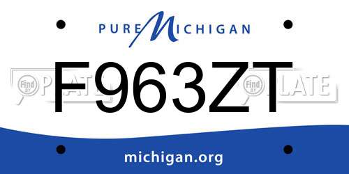 F963ZT Michigan License Plate