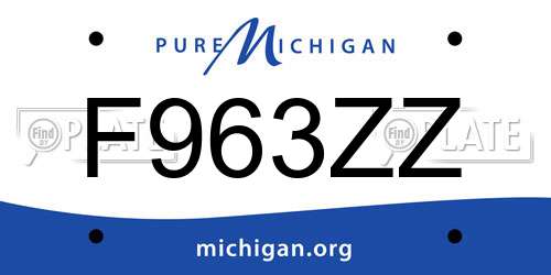 F963ZZ Michigan License Plate