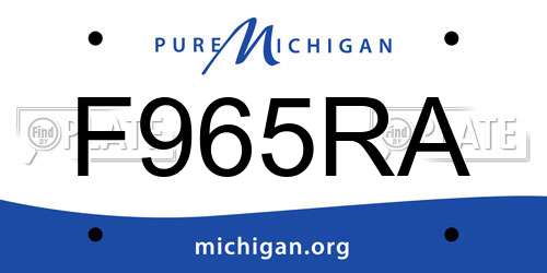F965RA Michigan License Plate
