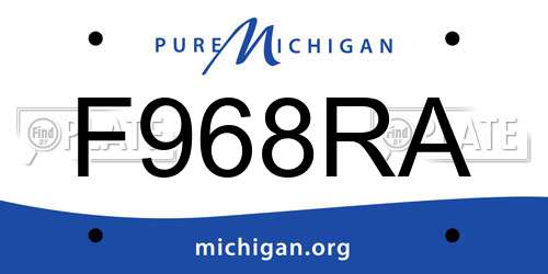 F968RA Michigan License Plate