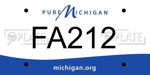 FA212 Michigan License Plate