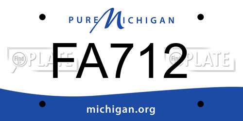 FA712 Michigan License Plate