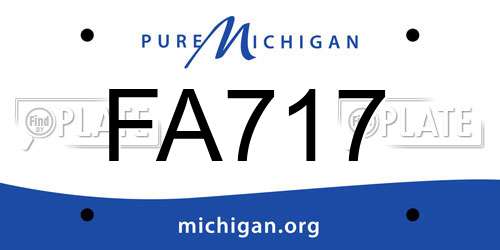 FA717 Michigan License Plate