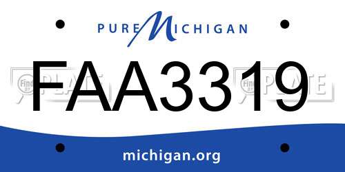 FAA3319 Michigan License Plate
