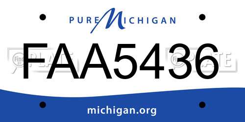 FAA5436 Michigan License Plate