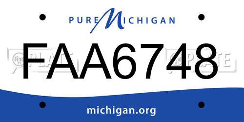 FAA6748 Michigan License Plate