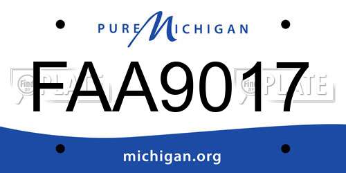 FAA9017 Michigan License Plate