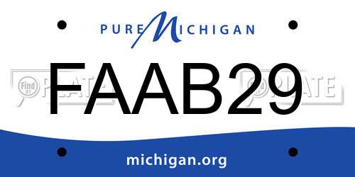 FAAB29 Michigan License Plate
