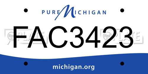 FAC3423 Michigan License Plate