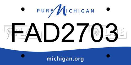 FAD2703 Michigan License Plate