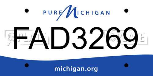 FAD3269 Michigan License Plate