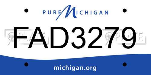 FAD3279 Michigan License Plate