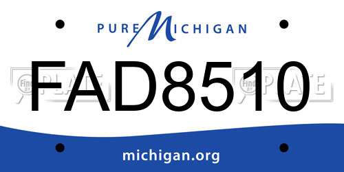 FAD8510 Michigan License Plate