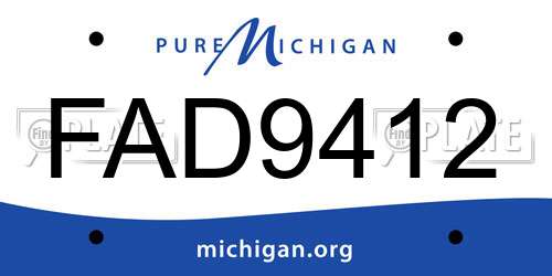 FAD9412 Michigan License Plate