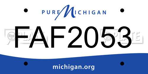 FAF2053 Michigan License Plate