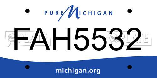 FAH5532 Michigan License Plate