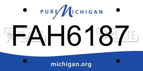 FAH6187 Michigan License Plate