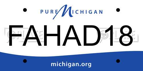 FAHAD18 Michigan License Plate