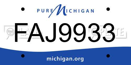 FAJ9933 Michigan License Plate