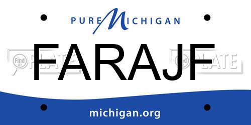 FARAJF Michigan License Plate