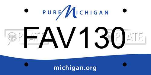 FAV130 Michigan License Plate