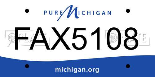 FAX5108 Michigan License Plate
