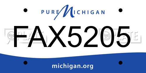 FAX5205 Michigan License Plate