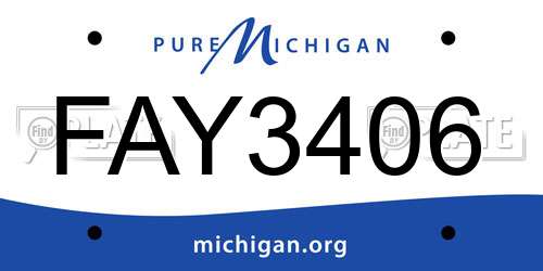 FAY3406 Michigan License Plate