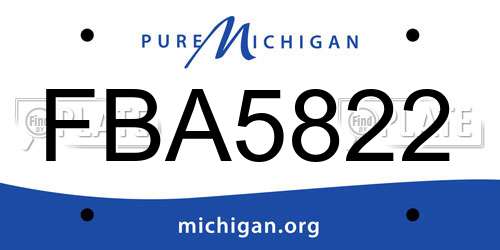 FBA5822 Michigan License Plate