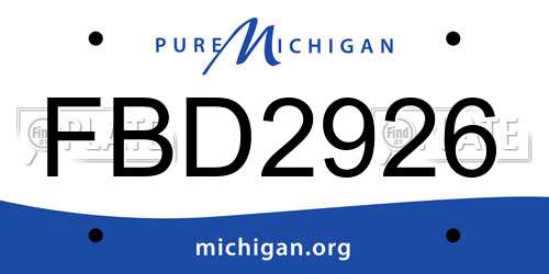 FBD2926 Michigan License Plate