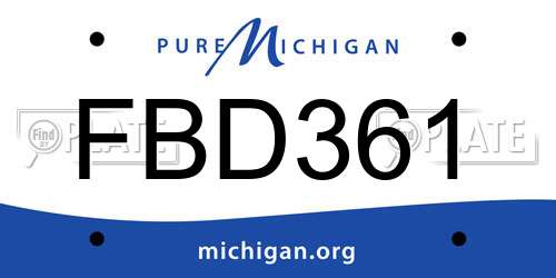 FBD361 Michigan License Plate