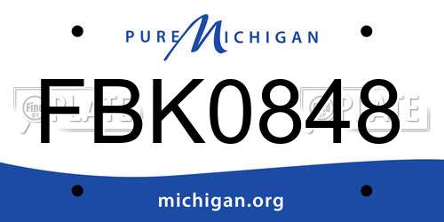 FBK0848 Michigan License Plate