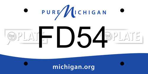 FD54 Michigan License Plate