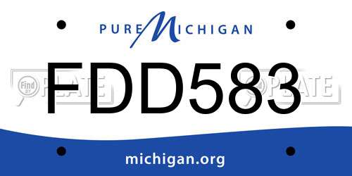 FDD583 Michigan License Plate