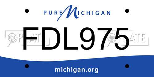 FDL975 Michigan License Plate
