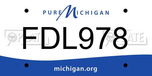 FDL978 Michigan License Plate