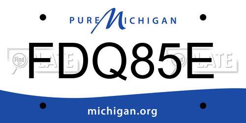 FDQ85E Michigan License Plate