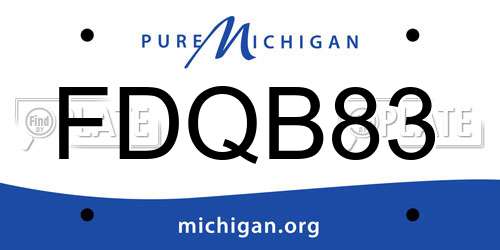 FDQB83 Michigan License Plate